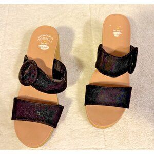 Dr Scholls Platform Strappy Sandals Black Tab Buckle Womens Size 8 Chunky Heels